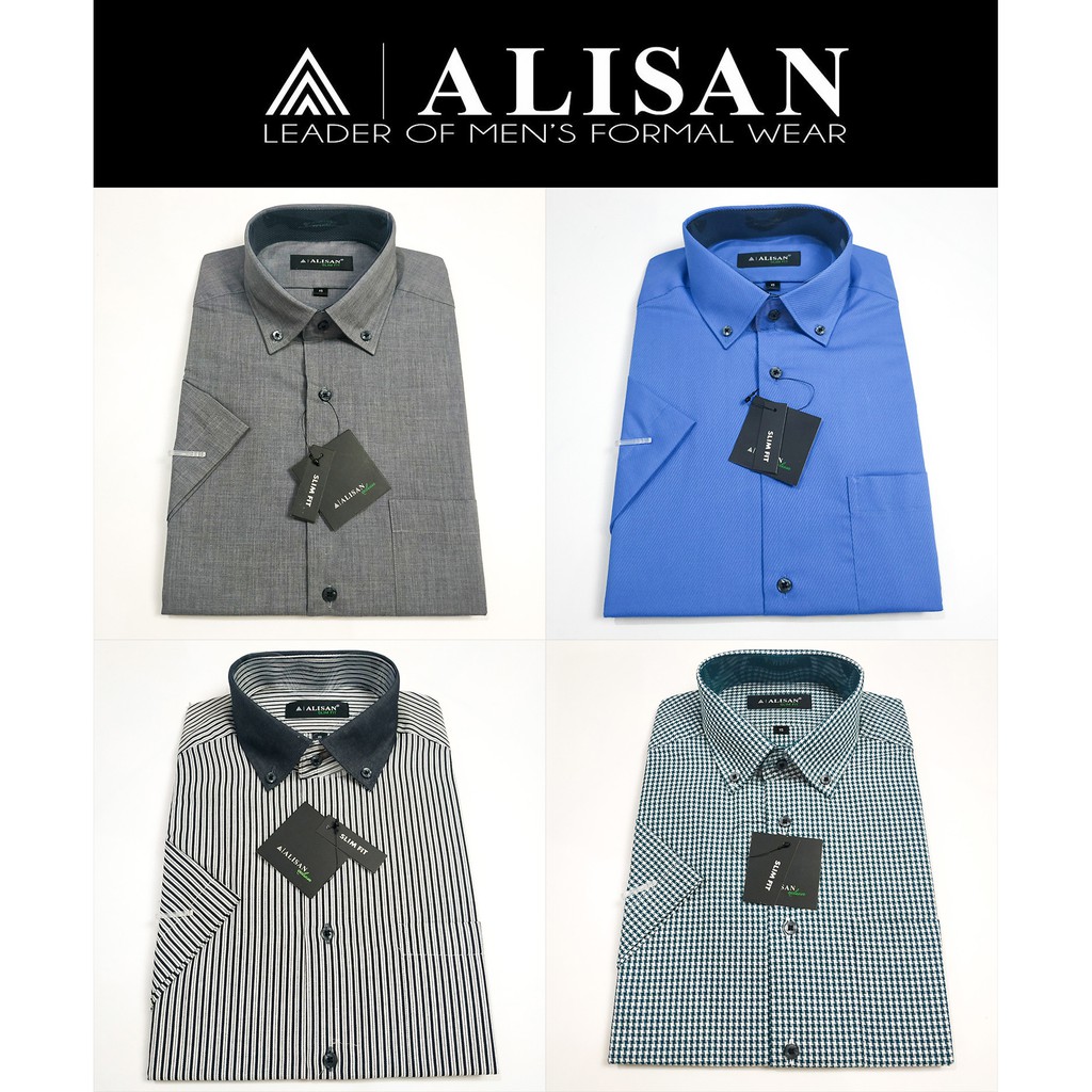 Kemeja ALISAN Corak SLIM Fit Lengan Pendek ( SIZE 15 / M )