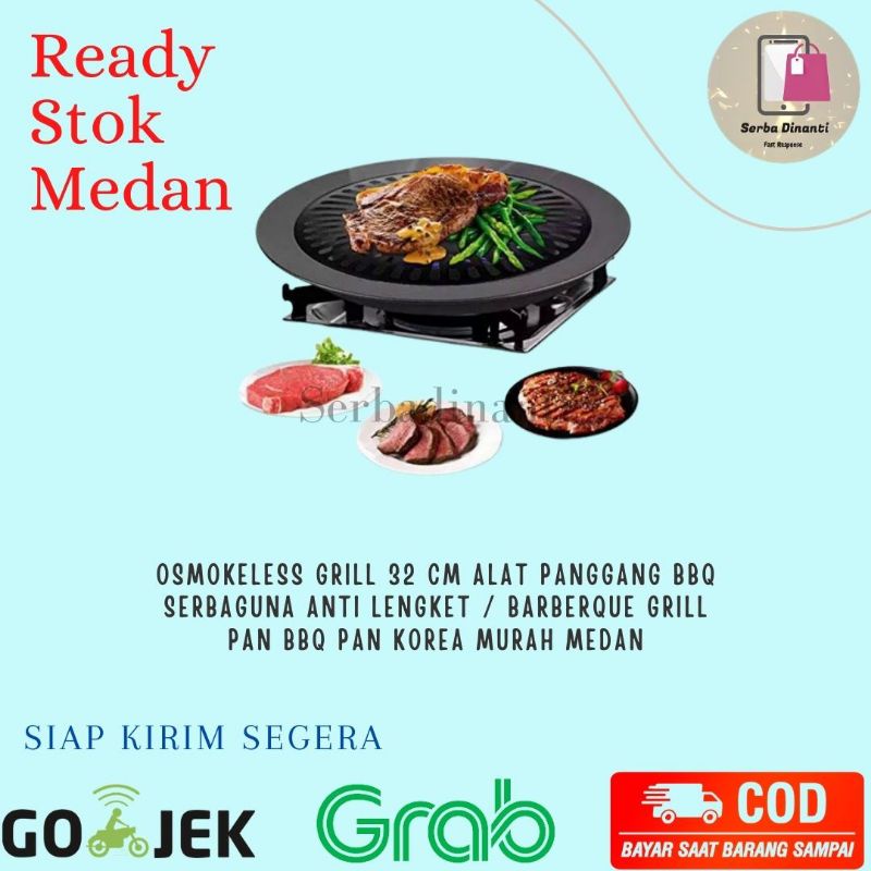 Smokeless Grill 32 Cm Alat Panggang BBQ Serbaguna Anti Lengket / Barberque Grill Pan BBQ PAN korea M
