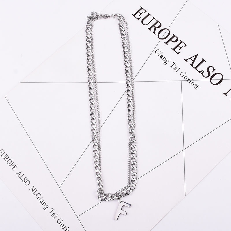 Tidak Luntur Gaya Eropa Dan Amerika W Huruf Kuba choker Kalung Perempuan fashion ins hip hop sweater Rantai decorativ