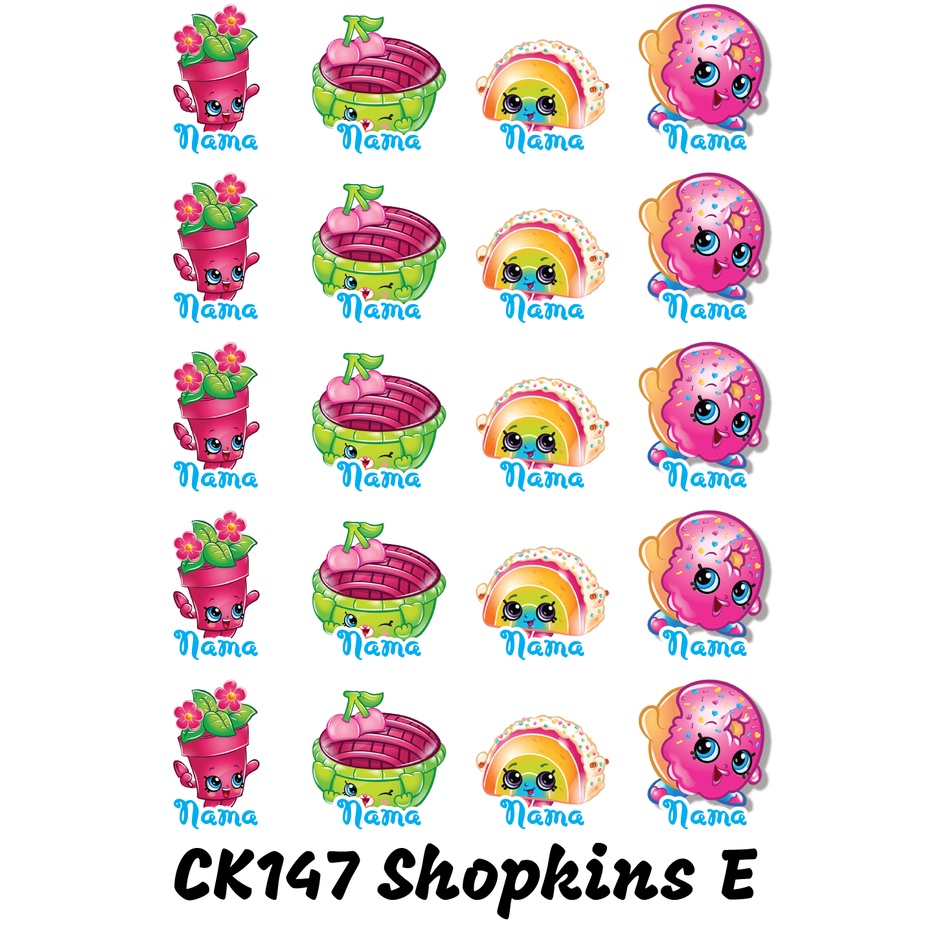 

Sticker Nama Cutting Label Waterproof Tahan Air Shopkins E (CK147)