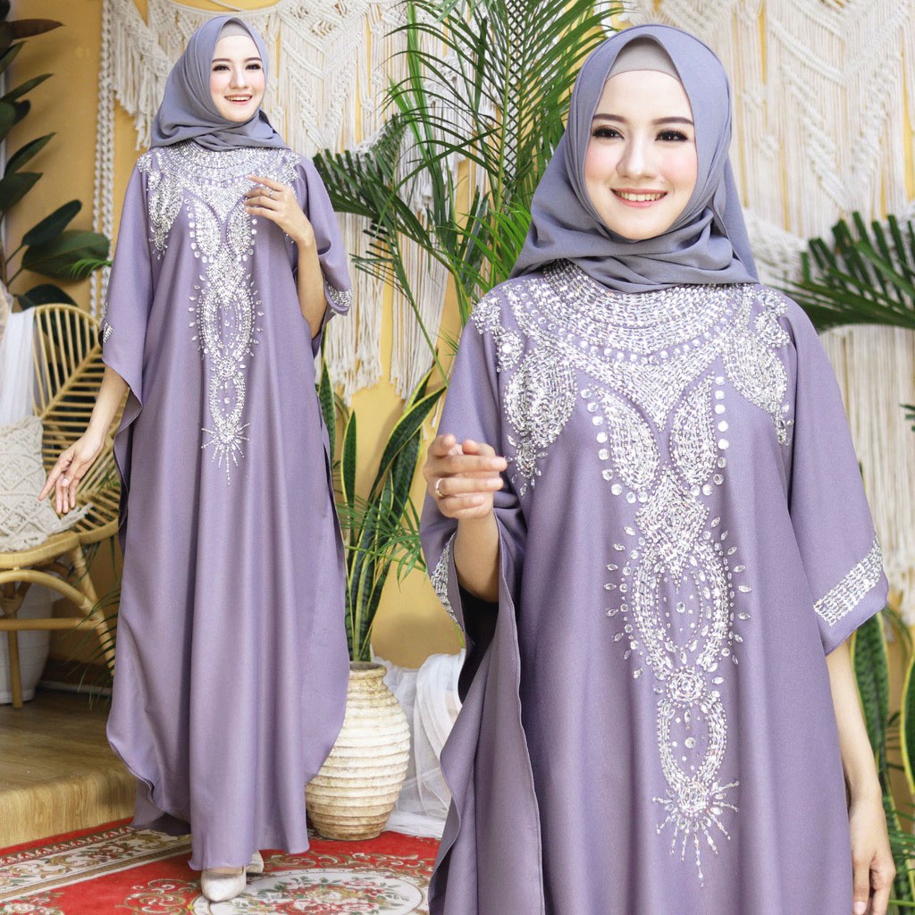 Gamis Lebaran | Kaftan Muslimah Payet | KAFTAN FARIDA JUMBO XXL KAFTAN KALONG WOLLPEACH APLIKASI MANIK KAFTAN JUMBO KAFTAN PESTA