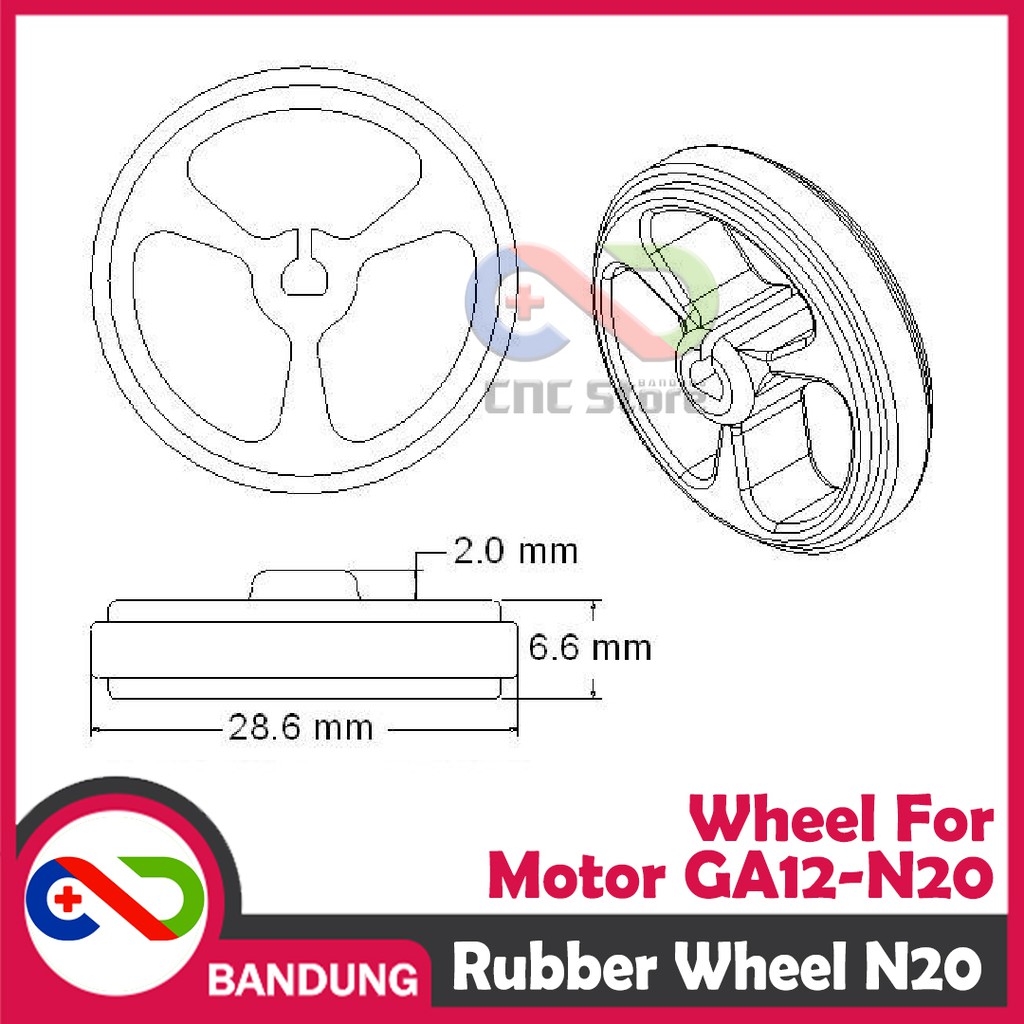 RODA RUBBER WHEEL MOTOR GA12-N20 N20