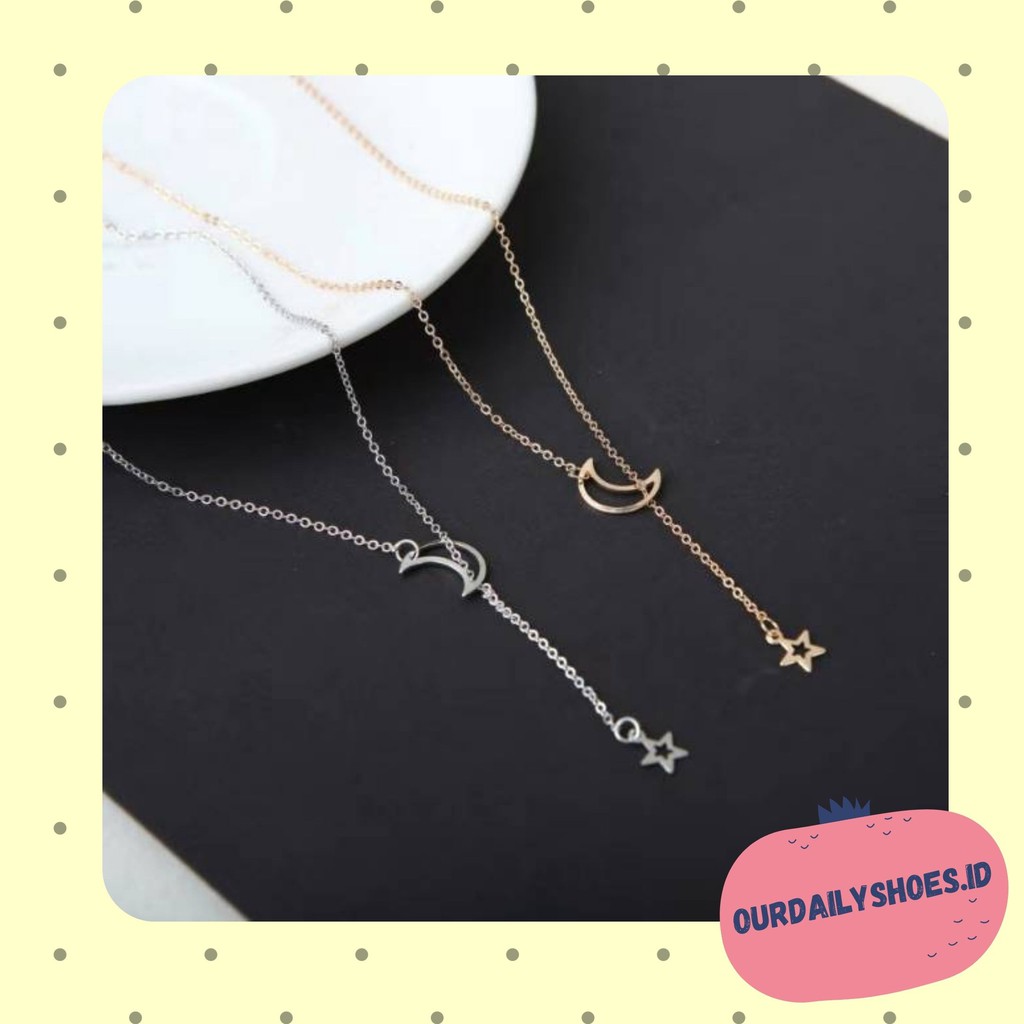 ★ODS★ FA67 Kalung Wanita Simple bulan bintang moon stars necklace