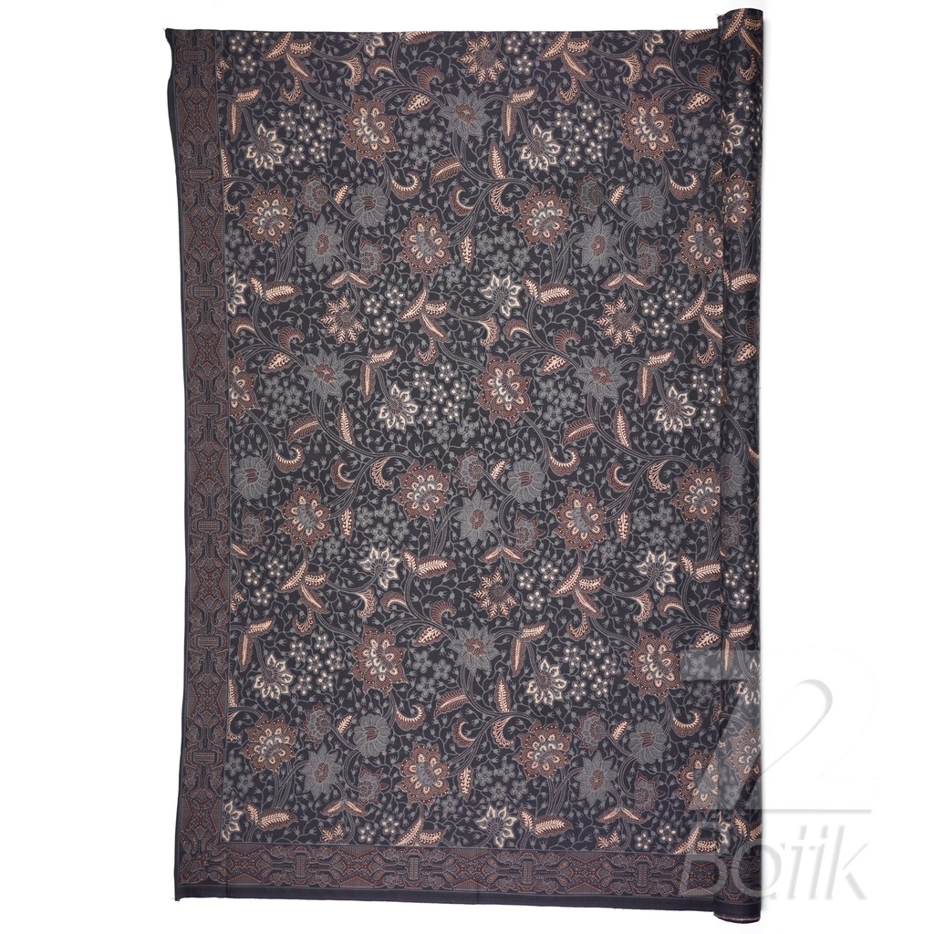 KAIN BATIK KATUN Premium Motif Kembang Warna Hitam Soft Black Item 729377 Cap 72 Jarik Jarit Samping Kebat Panjang Batik Katun Modern Premium Bahan Seragam Batik Pernikahan Kantor Keluarga Murah Kamen Jadi Batik Bali Lembaran