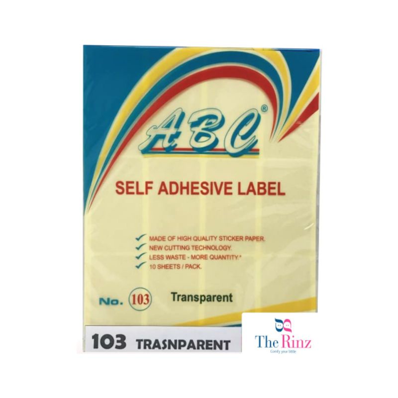 

Sticker Label No. 103 ABC TRANSPARENT