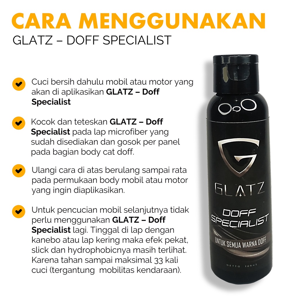 Pengkilap Body Motor Doff GLATZ DOFF SPECIALIST Perawatan Cat doff Motor Mobil Matte