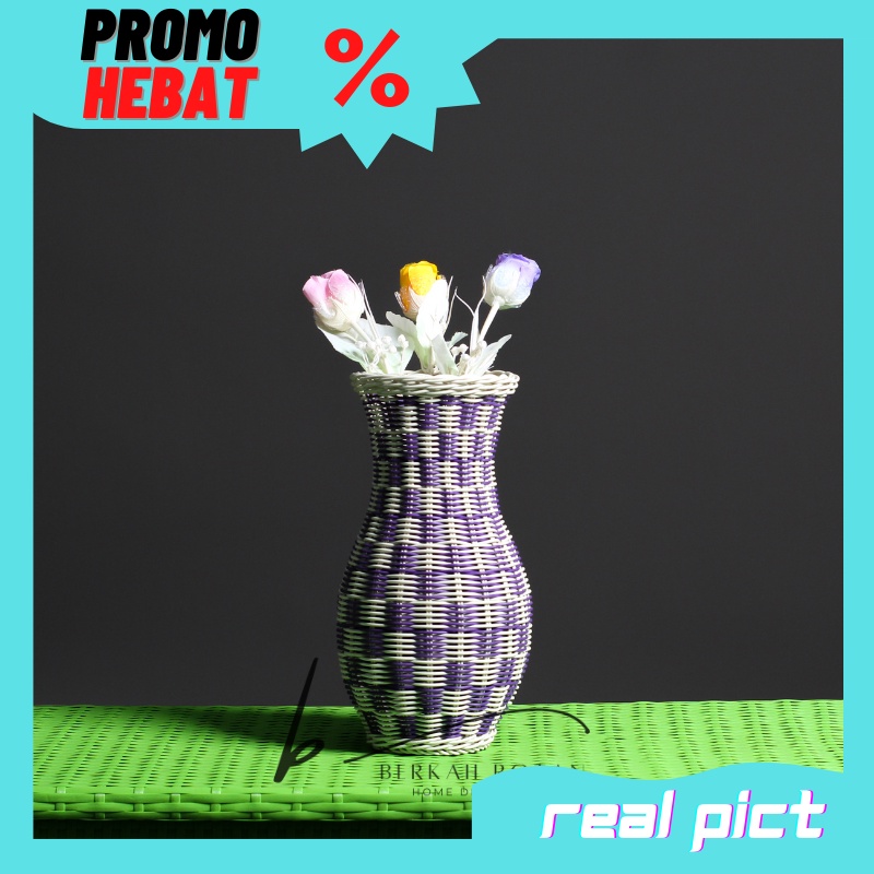GUCI MINI VAS BUNGA ROTAN SINTETIS