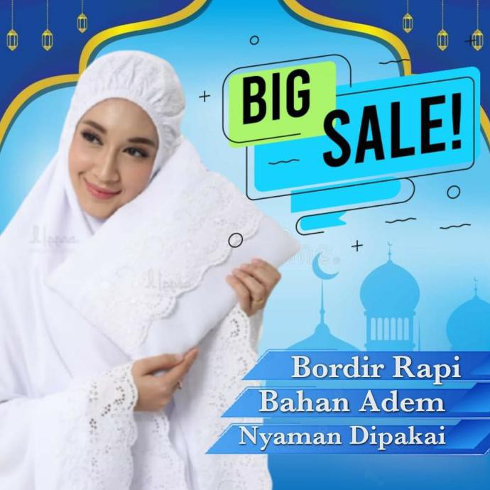 Ori&Terjamin Mukena Siti Khadijah Jumbo Free Tas - Mukena Pastelena - Cod - Putih