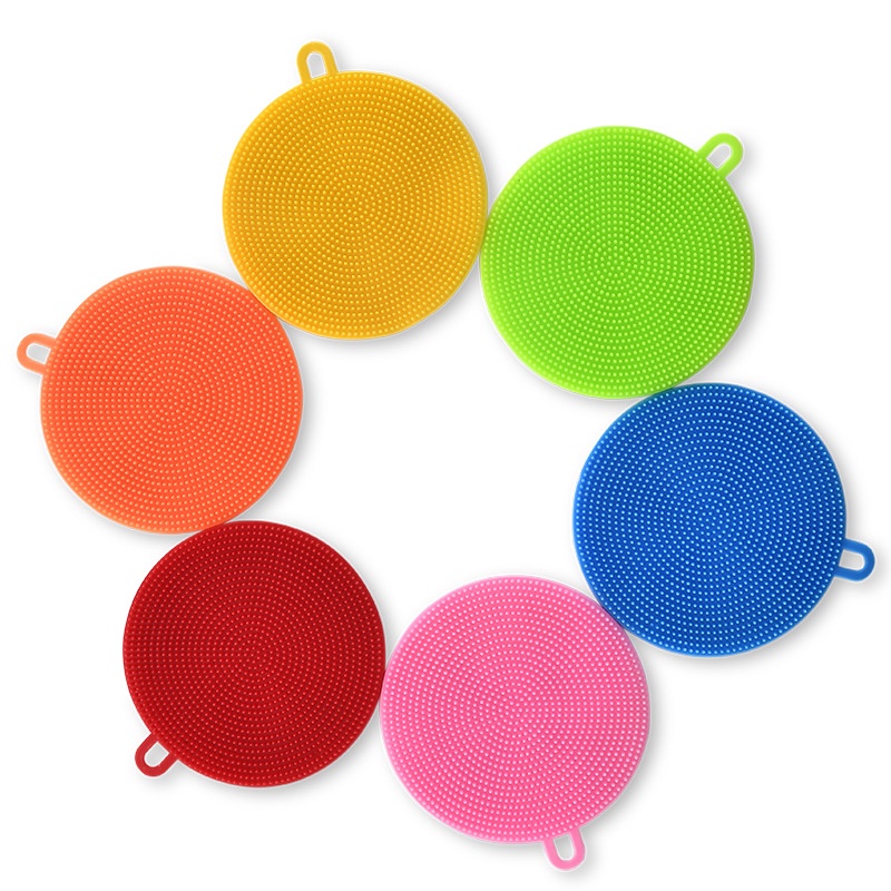 Silicone Sponge Bowl Cleaning Brush Scouring Pad Dish Sponge Kitchen Pot Cleaner Washing Tool