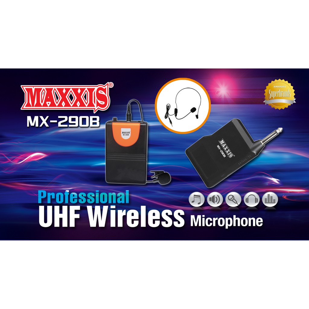 Mic Wireless MX 290 Bandol + Koper / Wireless Microphone MAXXIS MX - 290 / Mic Clip On MX-290 Jepit