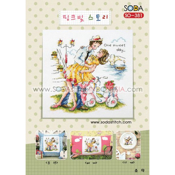 Paket DIY Craft Sulam Kristik Strimin Cross Stitch Sodastitch SO-381 - Pinkish Story Vintage Couple