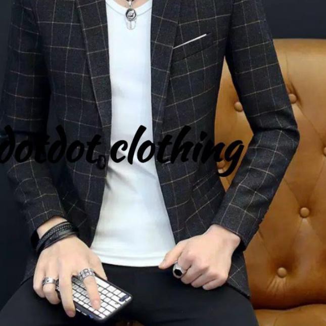 Flash Sale KODE-597 Jas blazer kotak /jas bisnis/jas motif kotak/blazer motif kotak/Blazer korea/j