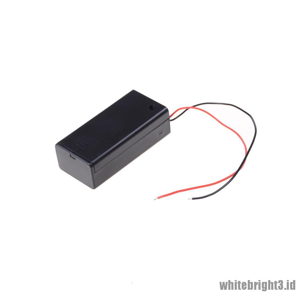 (white3) 1pc Kotak Holder Baterai 9v Dengan Saklar ON / OFF Power