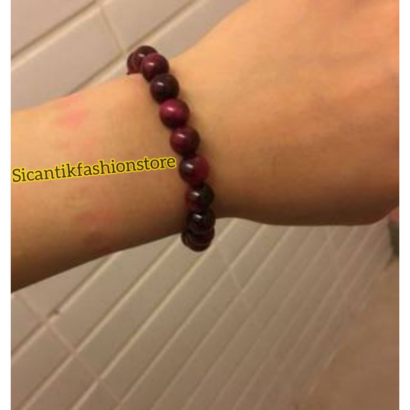 Gelang Tangan batu Giok Merah 19Cm Fashion Wanita Pria Terlaris Gelang giok Gelang kekinian viral