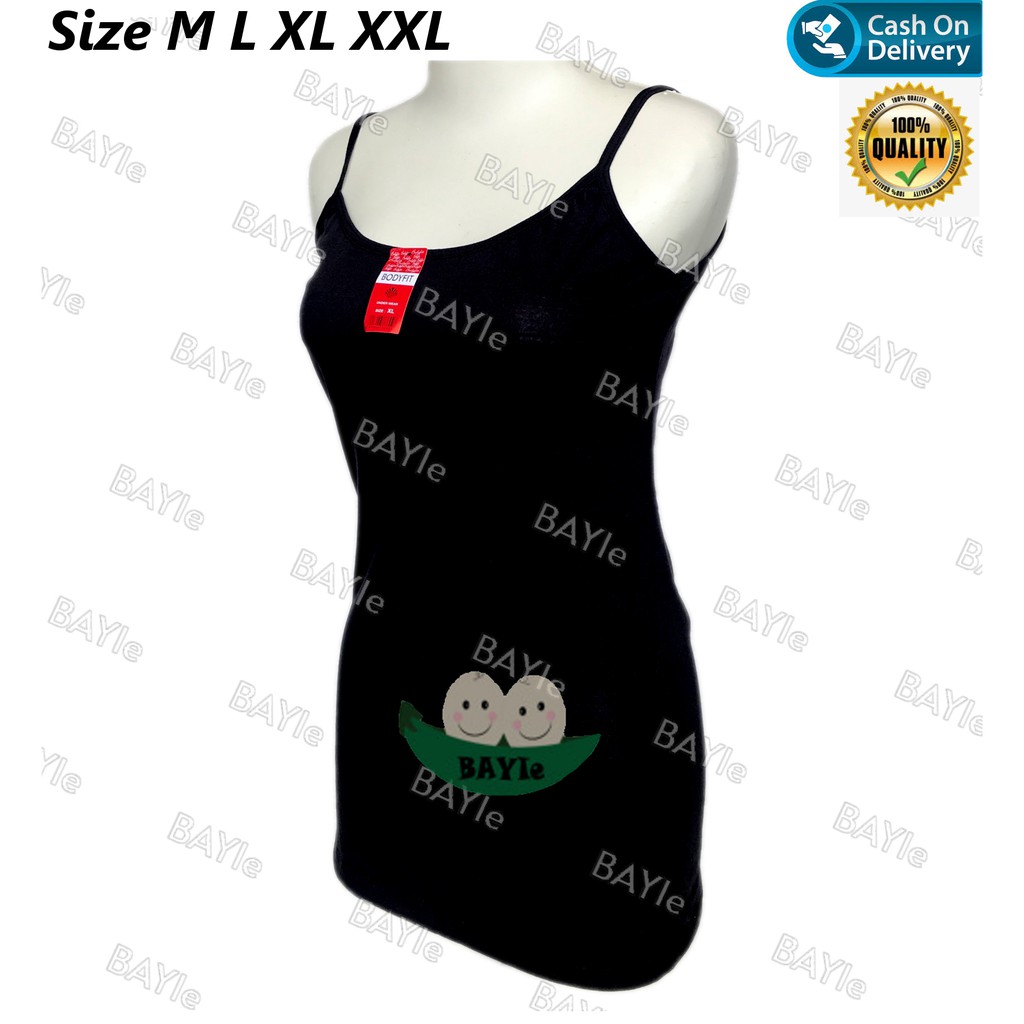 BAYIe - 3 PCS Singlet / Tanktop / Kaos Dalam Wanita Remaja Tali Kecil BODYFIT Bahan Katun Warna PUTIH/HITAM Size M L XL XXL