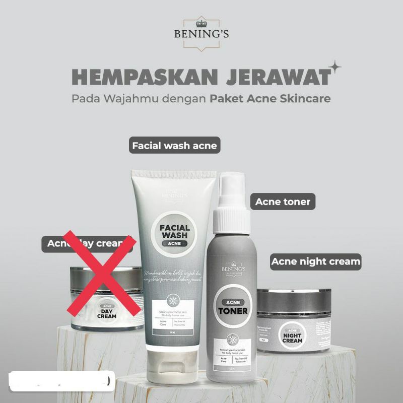 BENINGS SKINCARE BY DR.OKY PRATAMA PAKET BRIGHTENING (BENINGS CLINIC) BENING PAKET PENCERAH DAN GLOWING-PKT ACNE NO DAY