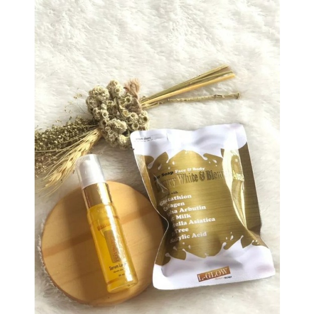 LGlow paket serum peeling white body luxury 30ml dan Bar soap soap luxury white