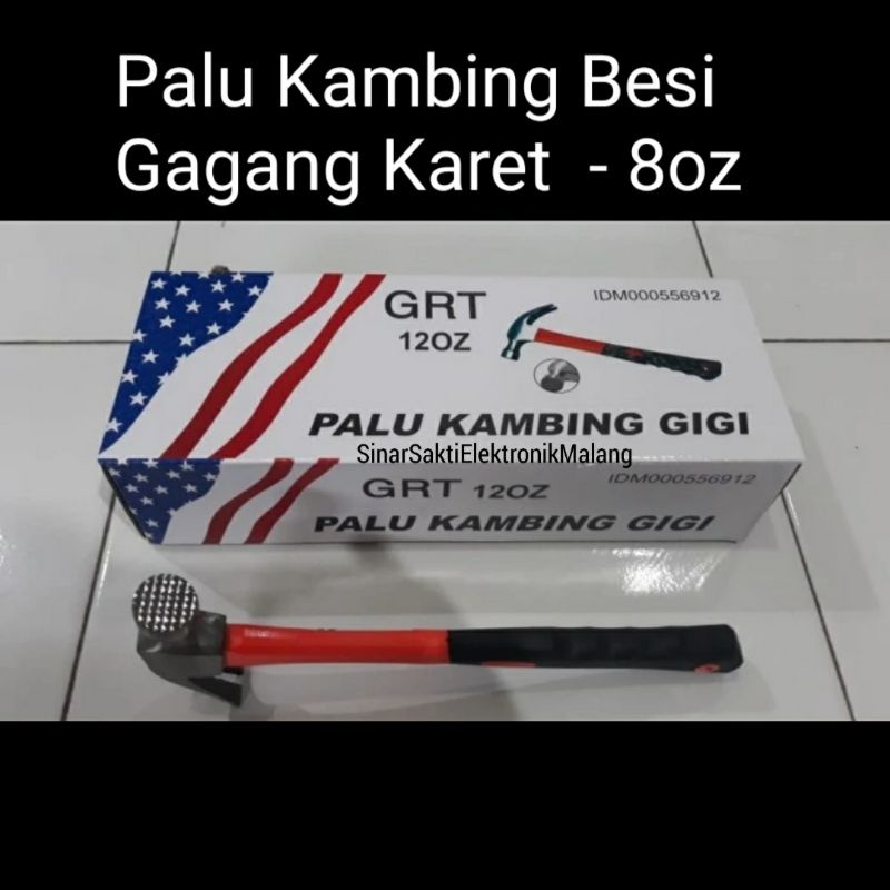 Palu Hammer Kambing Gagang Karet Fiber Besi 8oz Sedang Besar Kayu