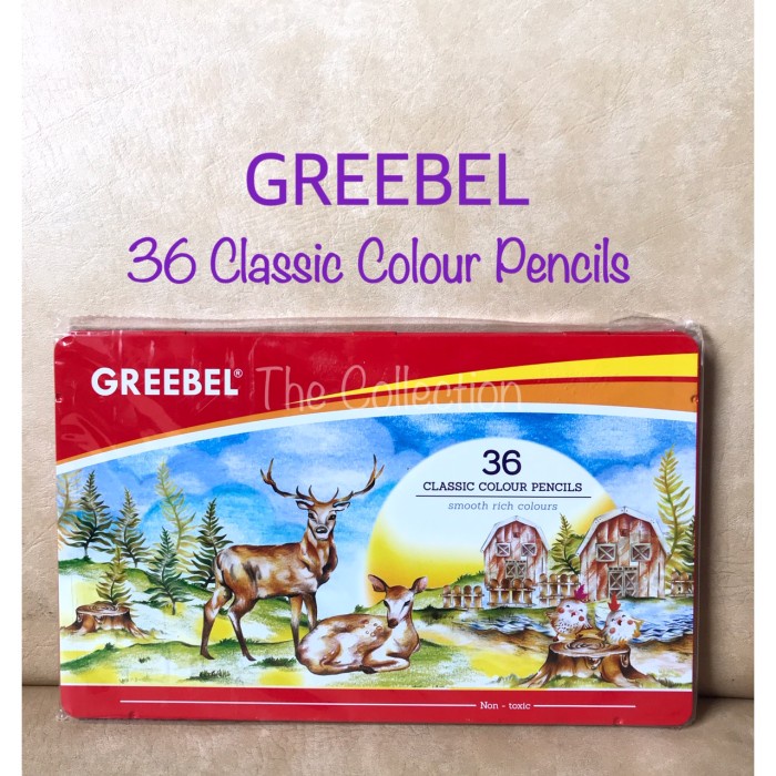 

WARNAPENSIL- READY ATK92GB 36 WARNA KALENG CLASSIC PENSIL GREEBEL 1736 TIN CASE -PENSIL WARNA