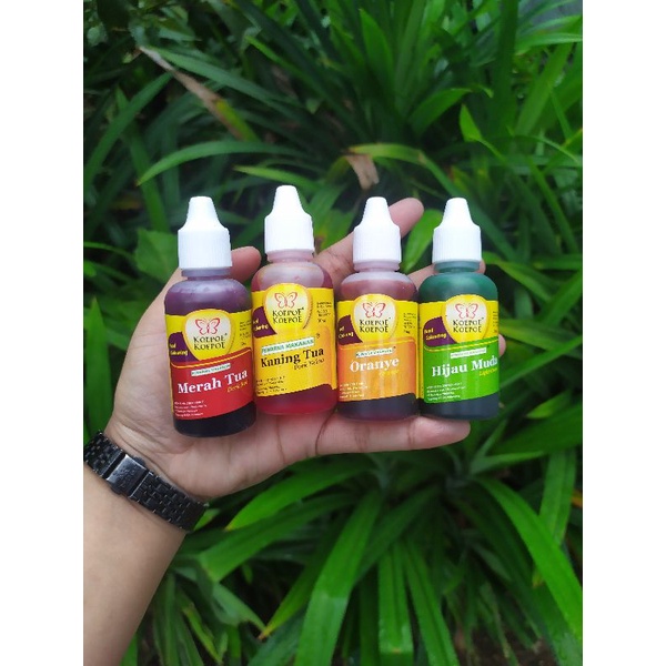 PEWARNA MAKANAN KOPOE-KOPOE (BIRU, HITAM, MERAH CABE, UNGU, MERAH ROSE, MERAH TUA, KUNING MUDA, KUNI