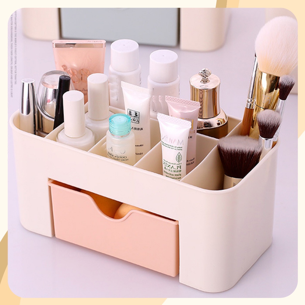 Rak Kosmetik Plastik Mini / Rak Perhiasan / Organizer Kosmetik Multifungsi Dengan Laci Kotak Serbaguna Rak Meja Tempat Organizer Make Up Brush Skincare Murah