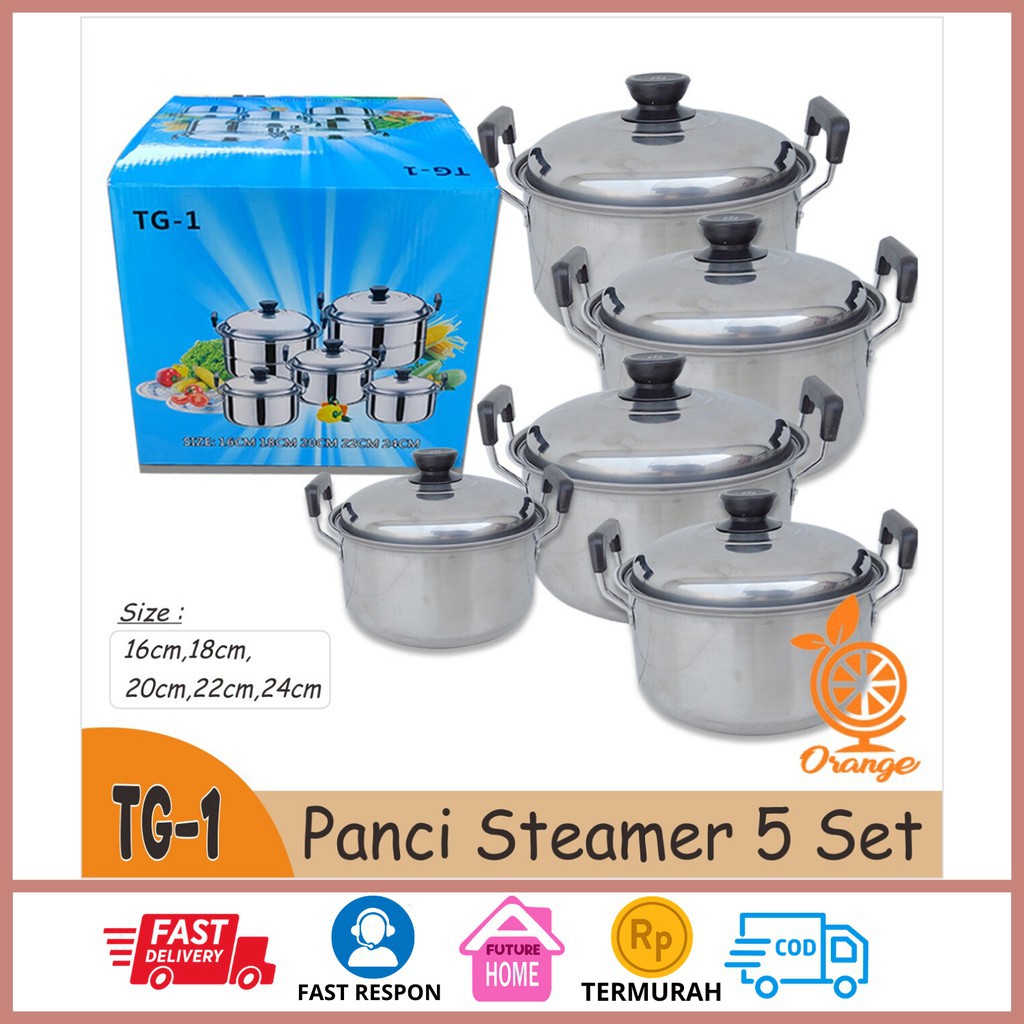 Panci set stainless isi  5 set