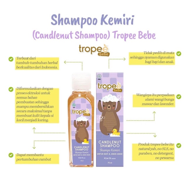 Tropee bebe shampoo kemiri 100ml - shampoo penyubur rambut bayi