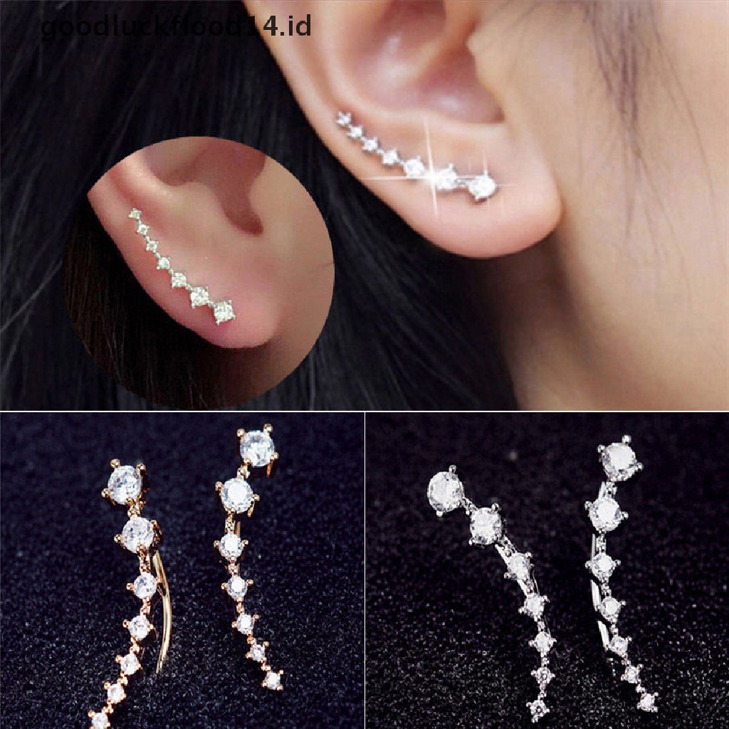 [OOID] Women Fashion Rhinestone Silver Crystal Earrings Ear Hook Stud Jewelry Gift ID