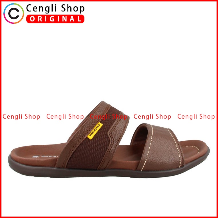 SANDAL SLIDE PAKALOLO PRIA ORIGINAL CASUAL KULIT ASLI COKLAT PB41