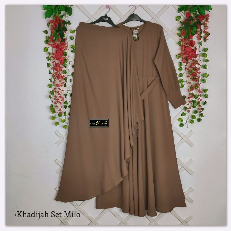 RIZQUNA---Gamis Khadijah Set Mocca, size M, L, xl, xxl