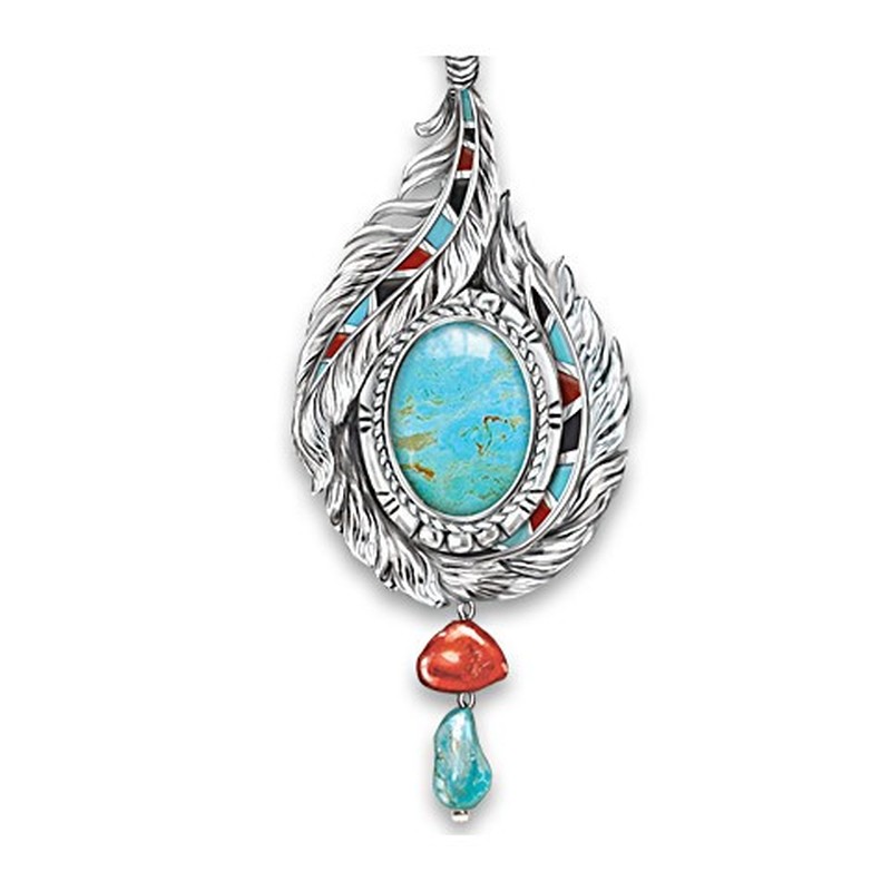 Liontin Batu Permata Turquoise Gaya Bohemian