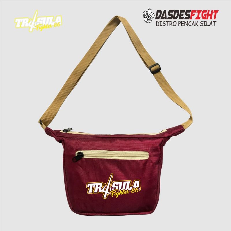 TAS SELEMPANG SLINGBAG PRIA WANITA PAGAR NUSA WARNA MAROON TALI CREAM