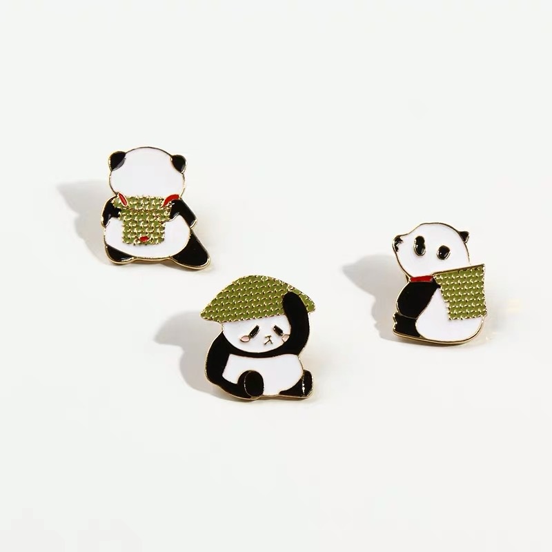 Kartun cute Japanese gaya Panda in bros lencana Xiao Zhan gaya yang sama seperti Wang Yibo pria dan