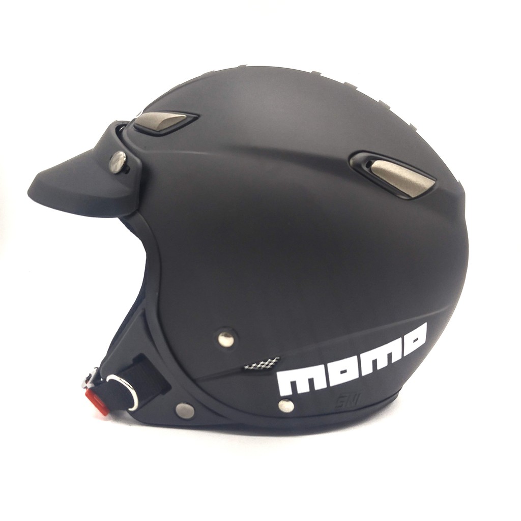 Helm JPN MOMO Black + Pet (Helm Retro / Helm Bogo / Helm Klasik / Helm Classic / Helm Vespa)