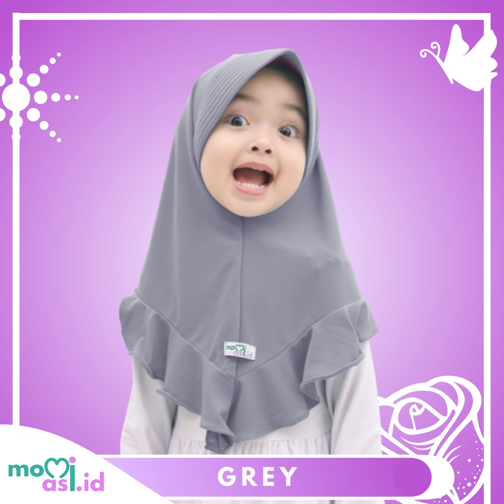 Kerudung Anak Jilbab Hijab Anak Bayi Perempuan Premium Yuki Daily-YUKI GREY
