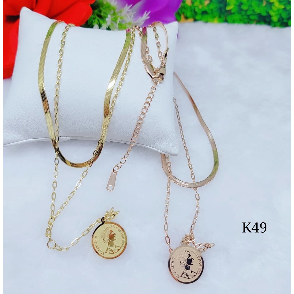 Kalung titanium dobel rantai perhiasan fashion K49,50