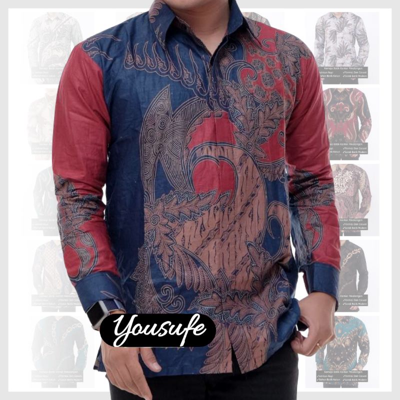 Batik Pria Lengan Panjang Motif Terbaru Yousufe.id Halus Nyaman Bisa Seragam Kantor Kerja Hajatan Pernikahan PNS Guru Bisa Cod Shopee Termurah AM01