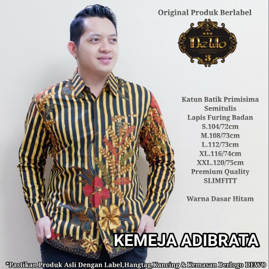 Kemeja Batik Slimfit Pria Batik Slimfit Lengan Panjang Exclusive ADIBRATA Baju Batik Slimfit