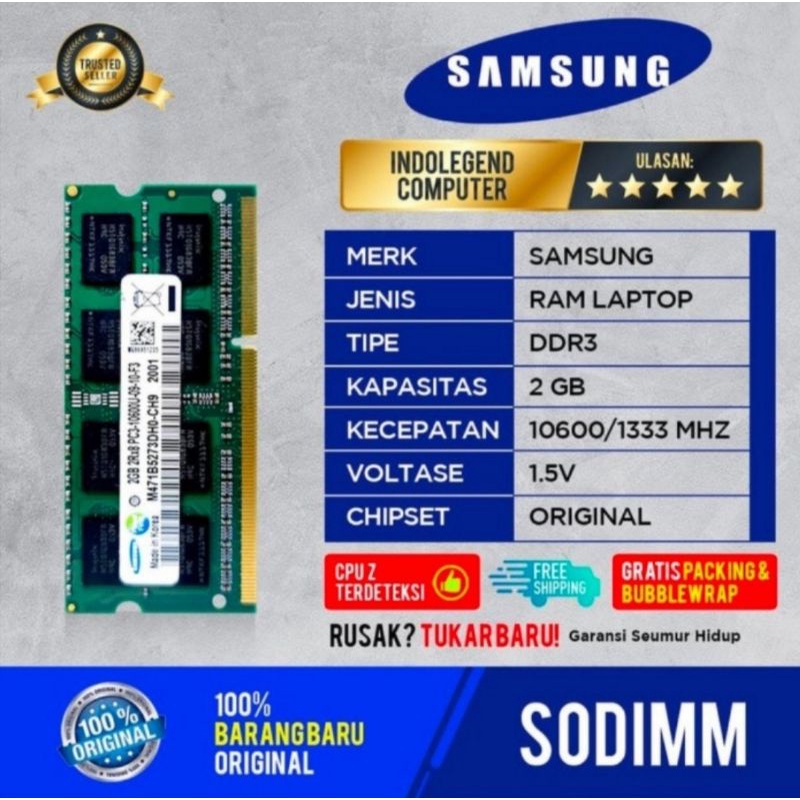 RAM SAMSUNG SODIM DDR3 2GB PC10600