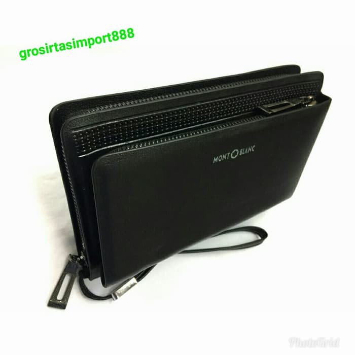 Handbag clutch Montblanc 2resleting unisex - Hitam