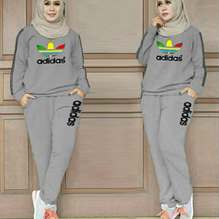 TERLARIS PAKAIAN SETELAN WANITA MUSLIM Set Dadas Abu Baju  Jumbo Setelan Training MUSLIMAH SYARI ISL
