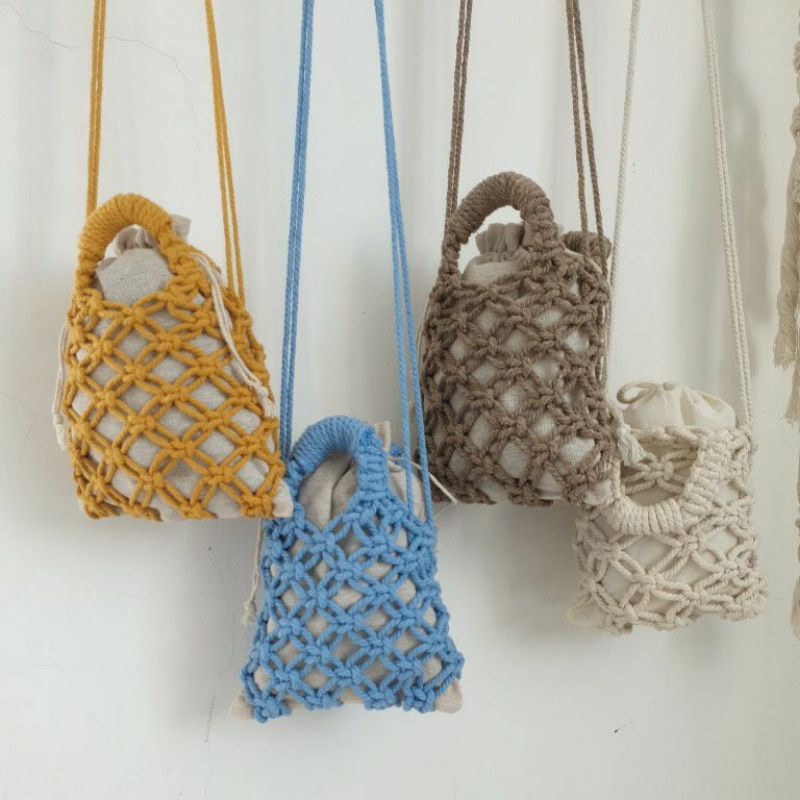 Macrame bag micro tas macrame bohemian