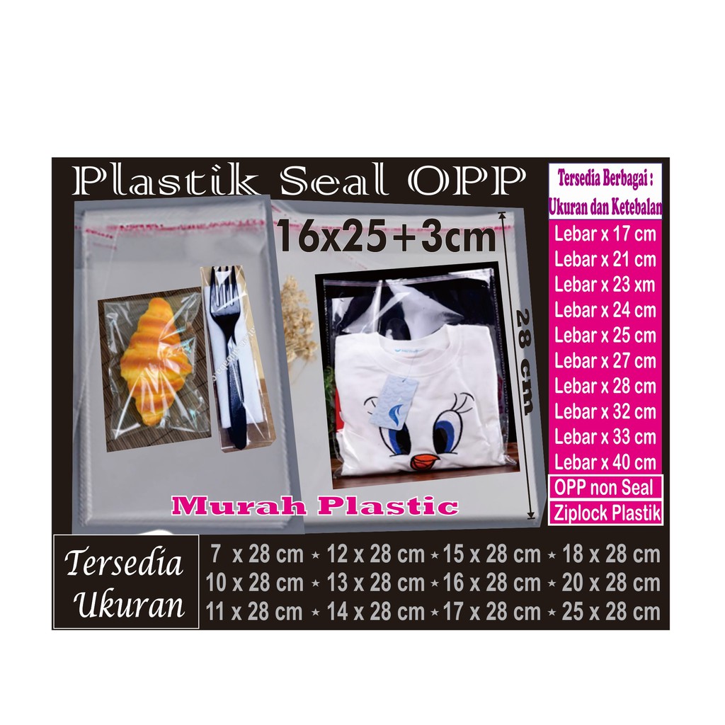 Plastik OPP 16 x 25+3 (lem) isi 100 pcs