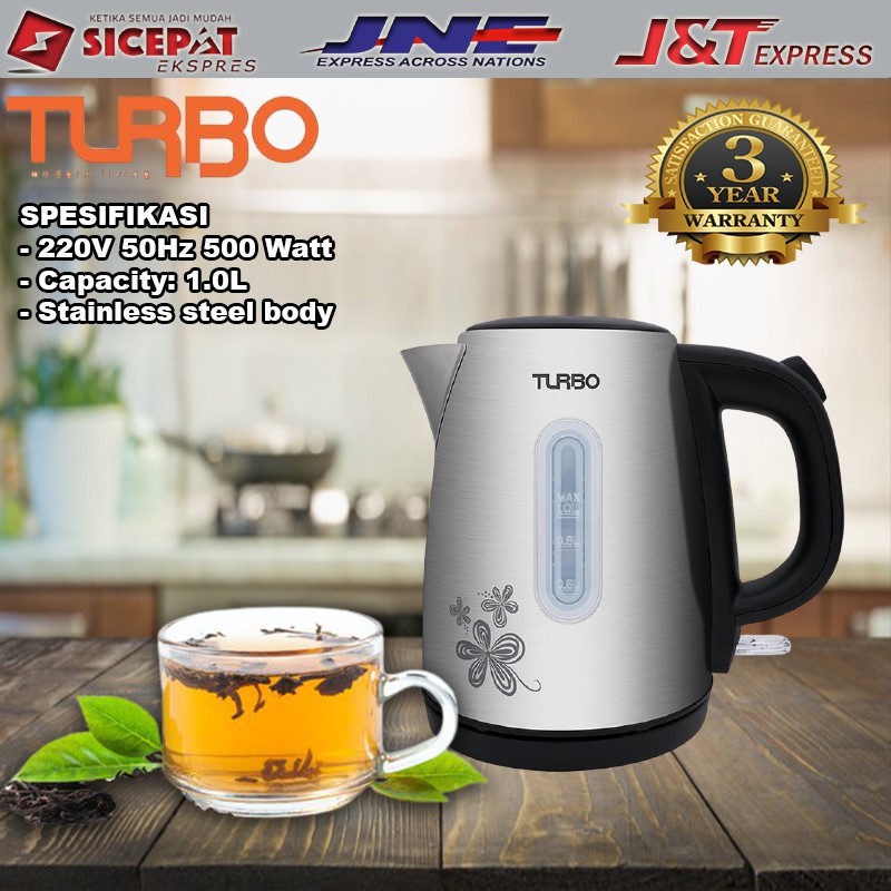 Teko Listrik Stainless 1 Liter - Turbo EHL1058 Kettle Elektric Dapur, Pemanas AIR BL52