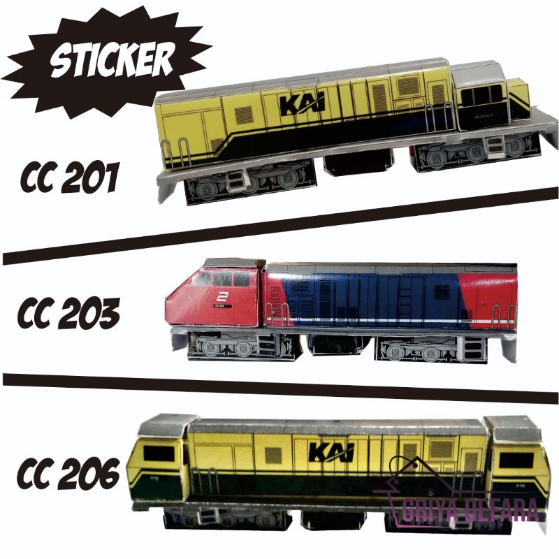 GRIYADEFARA STICKER LOKOMOTIF CC 201 CC 203 CC 206 SKALA HO 1:87 1/87 RAILKING STIKER LOKOMOTIF CC20