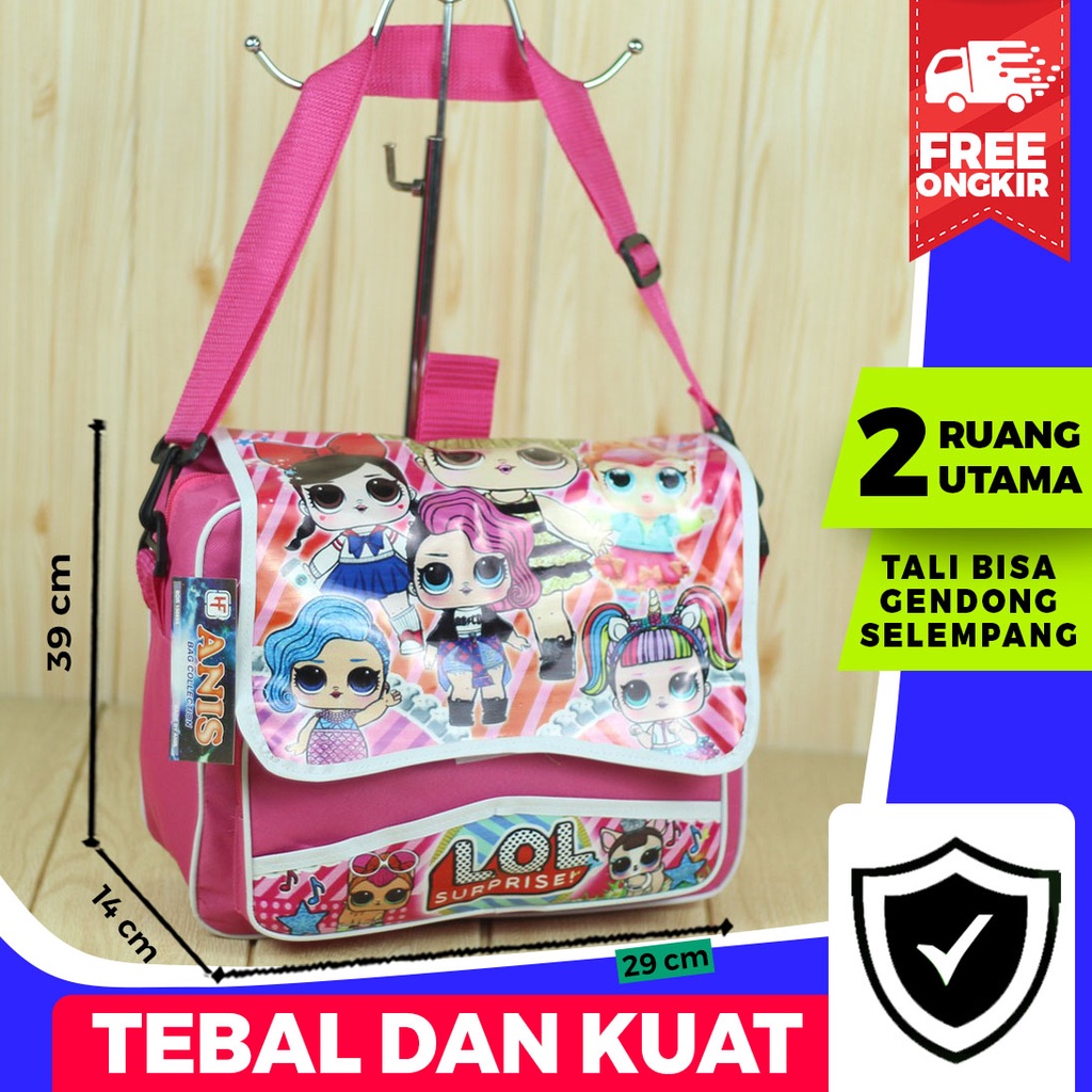 Tas Ransel Selempang 2 in 1 Lol Pink Tas Sekolah Anak Perempuan Multi Fungsi Keren Lucu Berkualitas