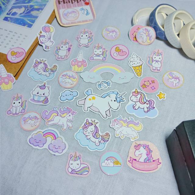

Sticker Unicorn 45 pcs / sticker aesthetic / stiker lucu / stiker murah / stiker estetik