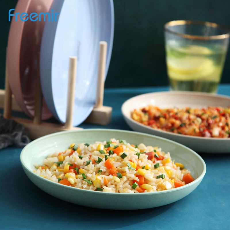 freemir Set 4 Pcs Dinner Plate 25 cm Piring Bulat Piring Makan Wheat Straw Mix Warna Warni Set 4 pcs-7