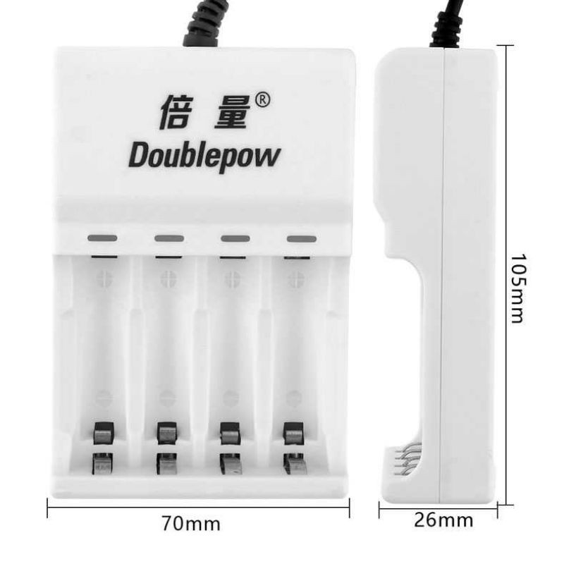 DOUBLEPOW Charger Baterai 4 slot AA/AAA + 4 PCS AA 1200mAh EPC