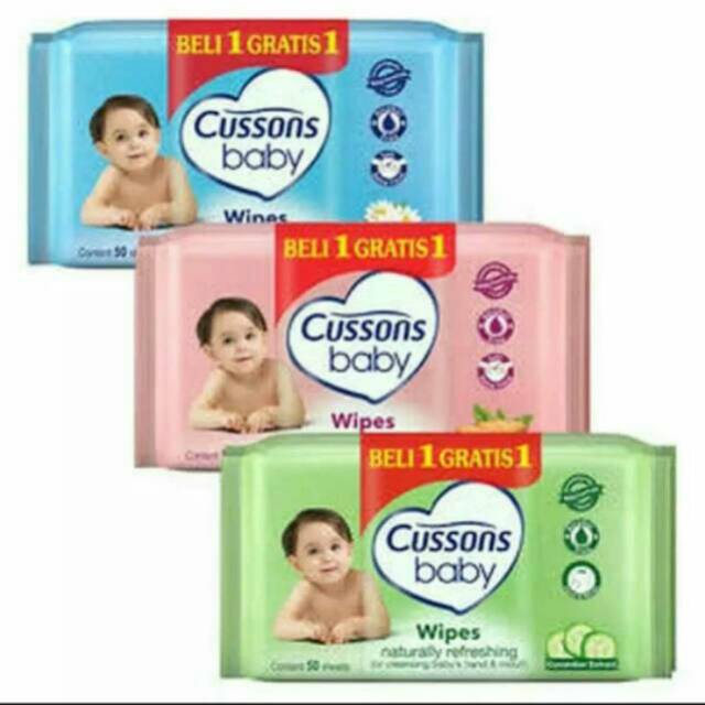 TISU BASAH CUSSONS BABY WIPES 50SHEET &amp; 10SHEET BELI 1 GRATIS 1 WIPES/TISU BASAH